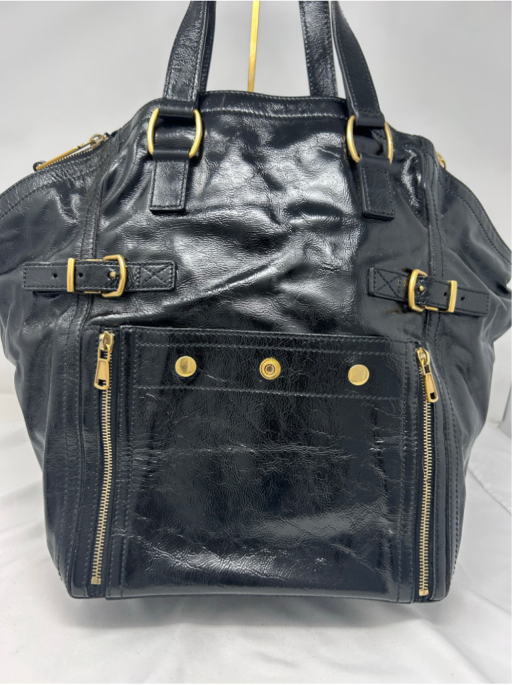 YSL Downtown Tote Black Patent Leather Large Shoulder Bag Gold Hardware - Picture 4 of 16